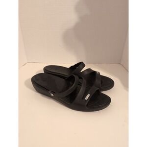 Crocs Patricia Dress Wedge Sandals Black/Black Women's Size 9 Slip On Comfort